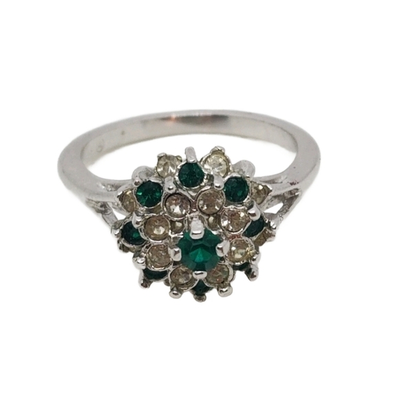 VINTAGE 18K GOLDPLATE & AUSTRIAN CRYSTAL LADIES COCKTAIL RING - Picture 3 of 6